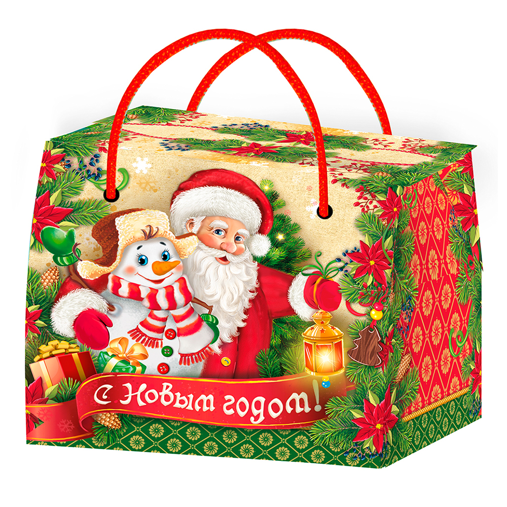 Коробка НГ 0,8 кг Презент (веревочные ручки) (100)