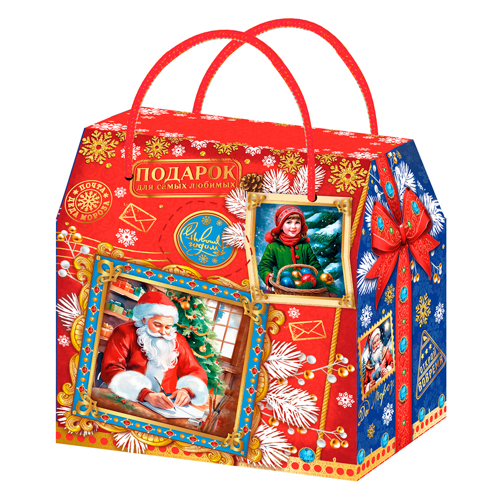 Коробка НГ 1,6 кг Золотая Марка (верев.ручки)(100)
